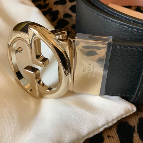 Auth New Reversible Black Pink Leather GUCCI Belt